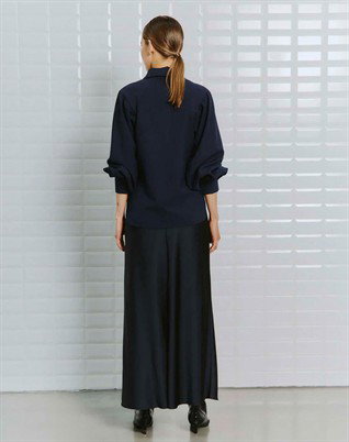 Dagmar WBL Sateen Maxi Nederdel - Midnight Blue